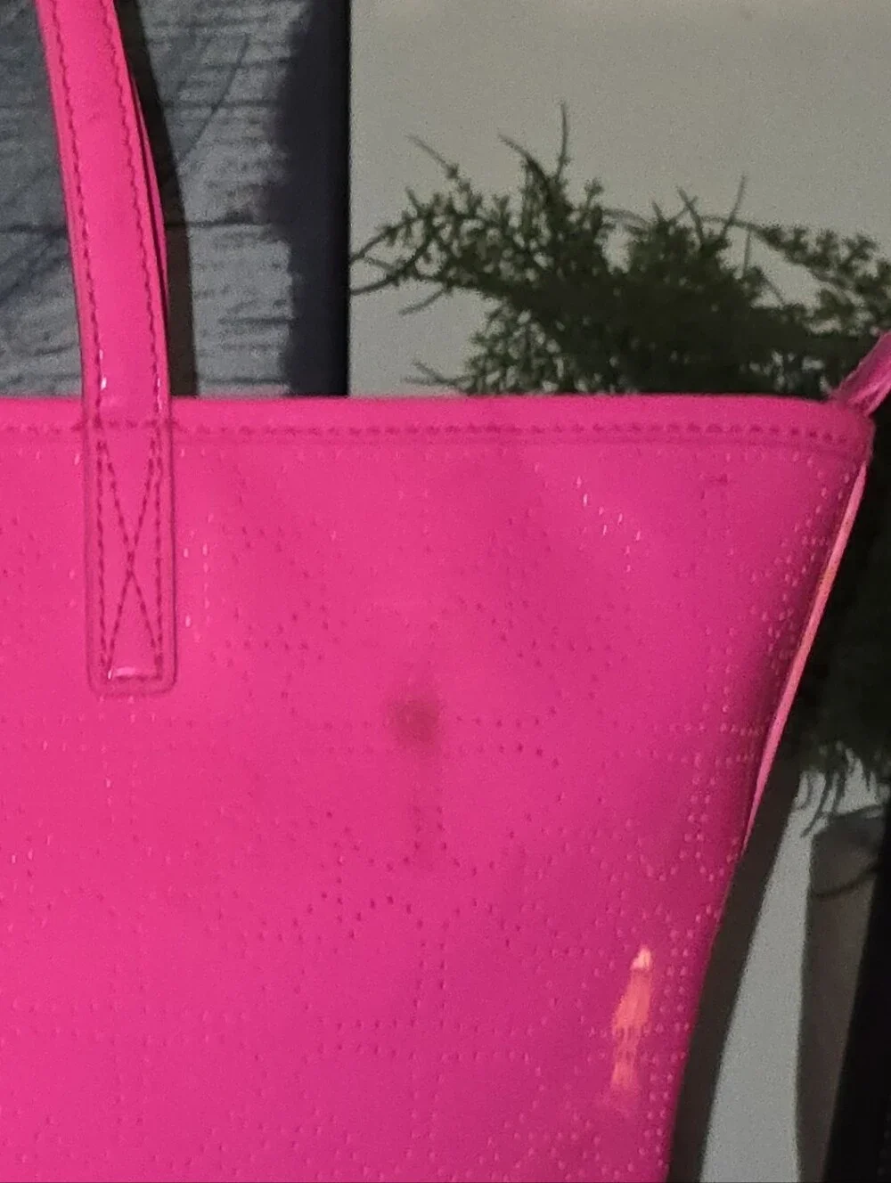 kate spade new york Molly Bikini Dot Large Tote in a vibrant neon pink patent - Picture 11 of 13